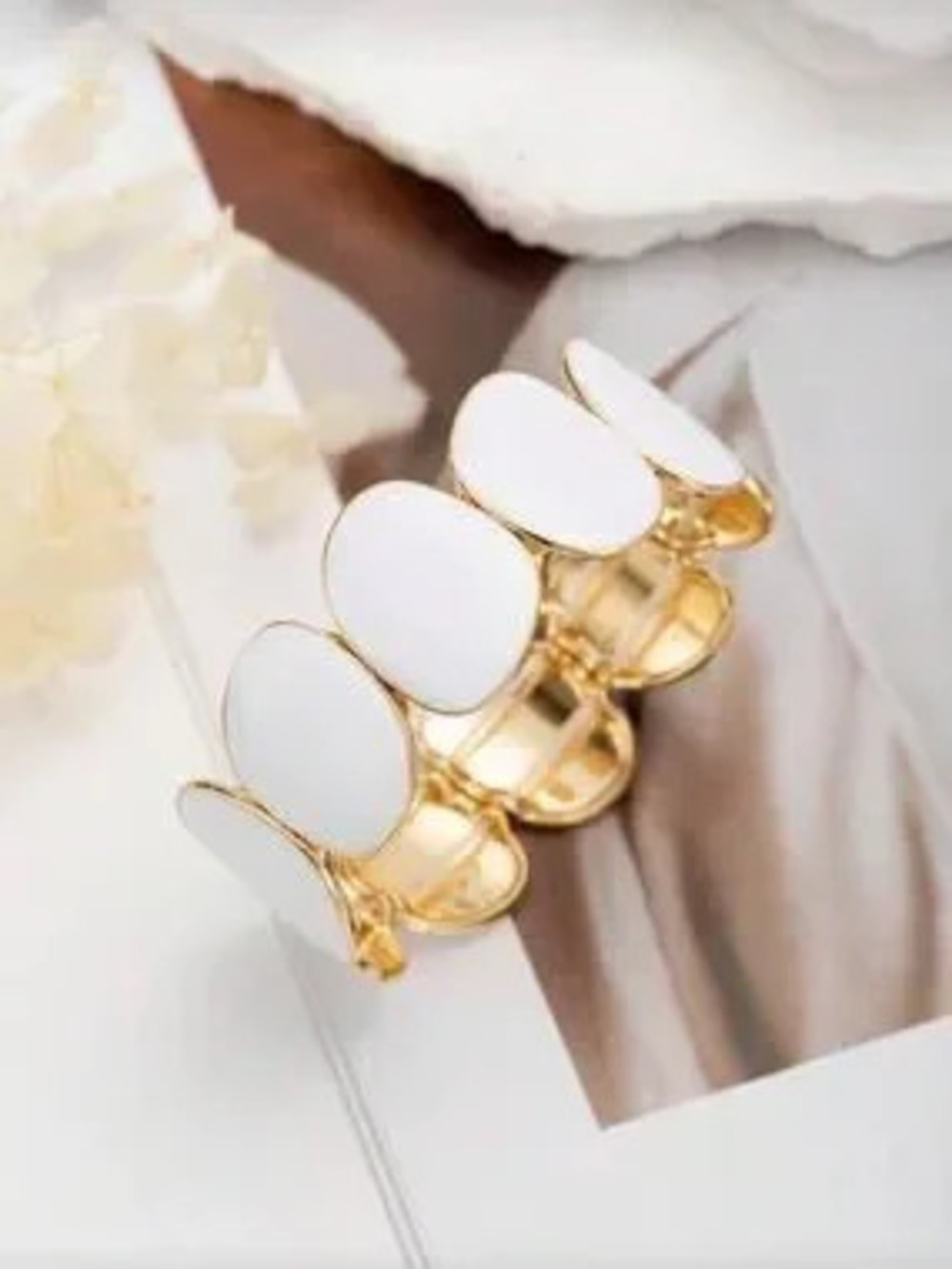 Gold-Tone Bracelet with White Enamel Discs